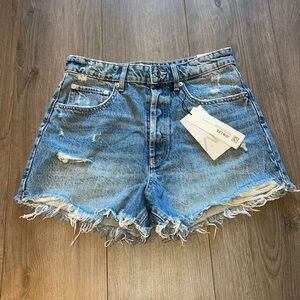 Zara Blue Distressed Jean Shorts